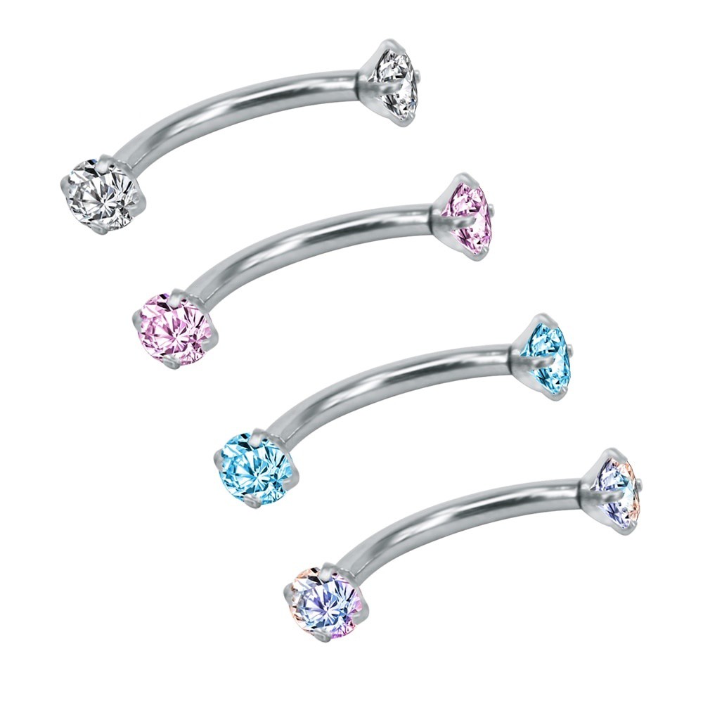 Piercing Curvo Vertical Labret Zirconias Hook | Shopee Brasil