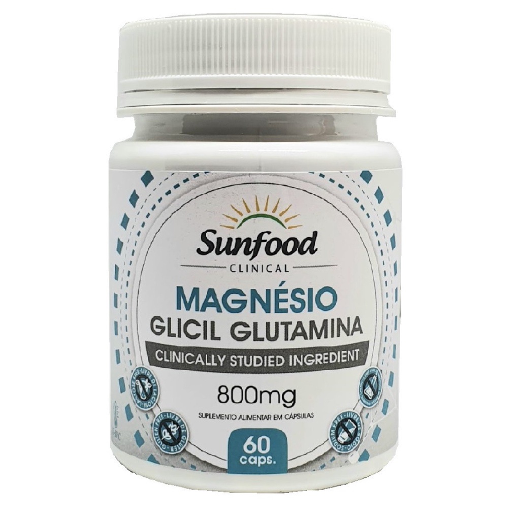 Magnésio Glicil Glutamina 800mg 60 Capsulas Sunfood