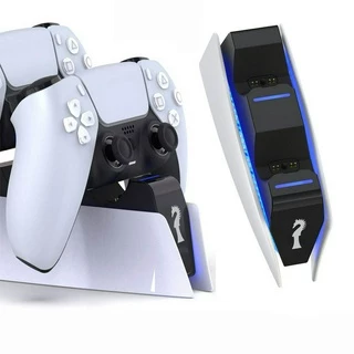 Suporte Base Dock Carregador 2 Controles Com Led Ps5