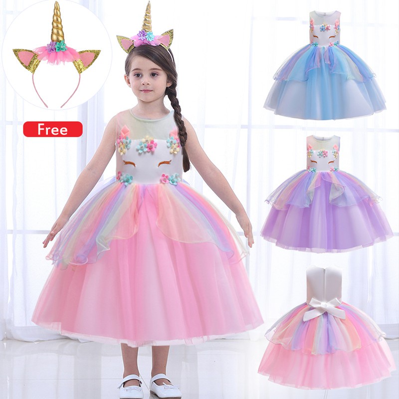 Vestido de festa infantil hot sale unicornio