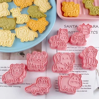 8 Pçs/set Floresta Animal Cortadores De Biscoito De Plástico 3D Imprensa Dos Desenhos Animados Biscuit Molde Do Bolinho De Cozinha Selo Cozimento Pastelaria Bakeware Ferramenta