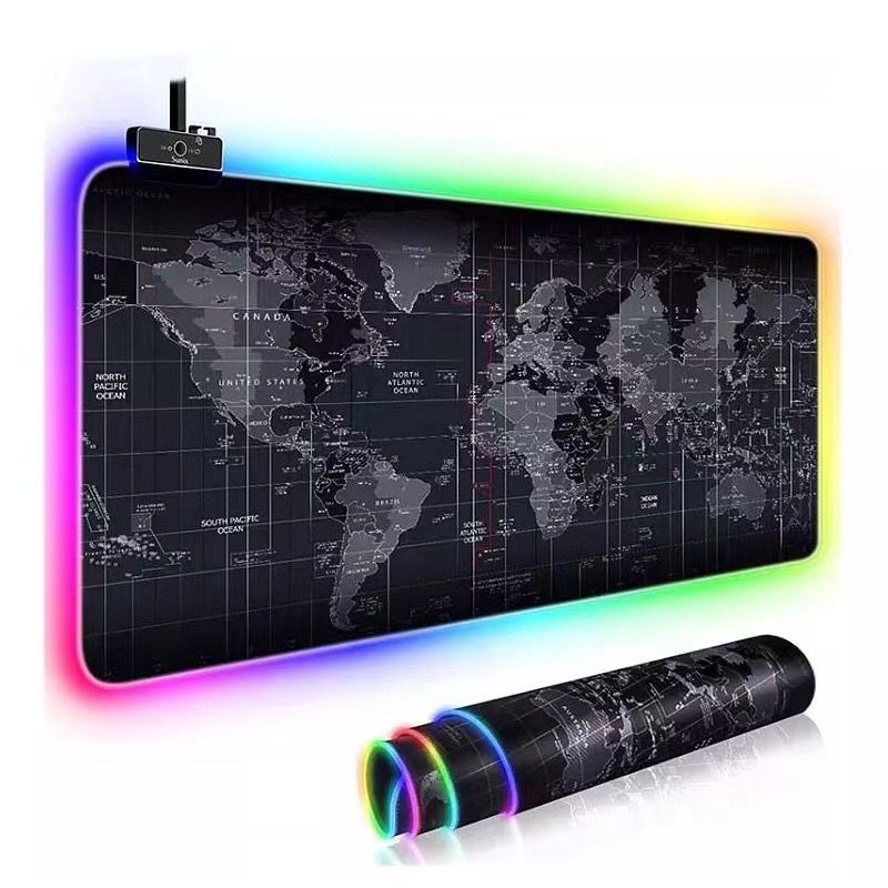 Mouse pad Gamer Led Rgb 7 Cores Tamanho Grande 80 X 30cm MAPA MUNDI