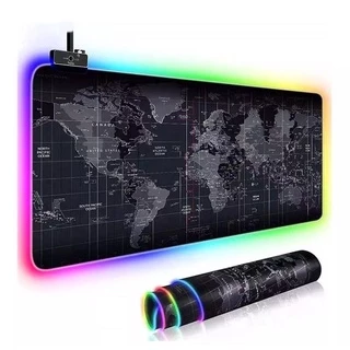 Mouse pad Gamer Led Rgb 7 Cores Tamanho Grande 80 X 30cm MAPA MUNDI