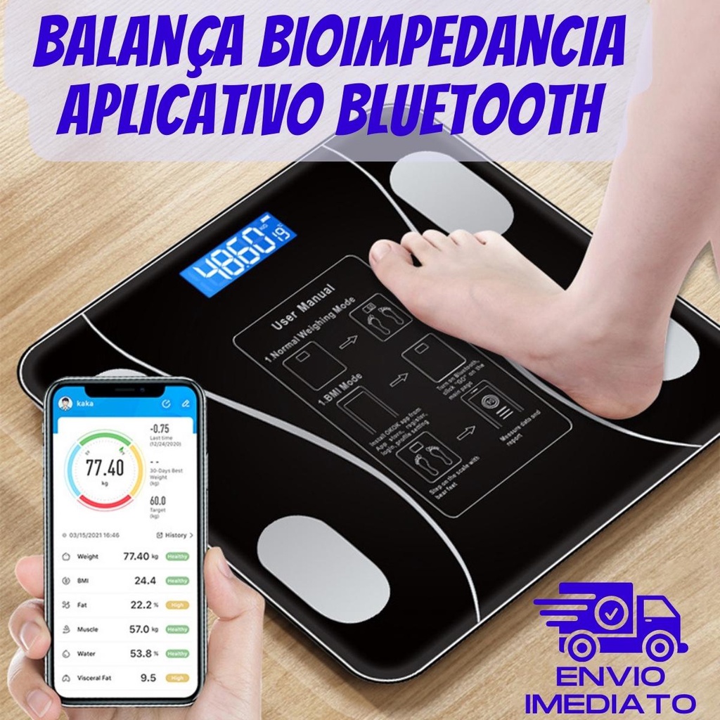 Balança Digital Bioimpedância Com Aplicativo Bluetooth 180kg