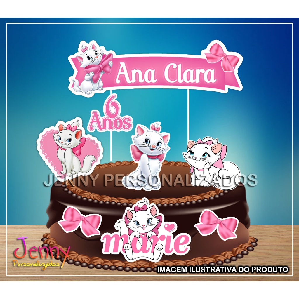 Topo de bolo da gatinha - Criarte Papelaria Personalizada
