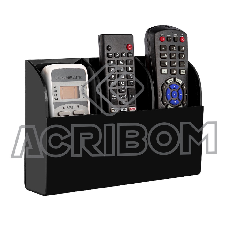 Suporte de Parede em Acrílico Preto Triplo Para Controle Remoto de TV ...