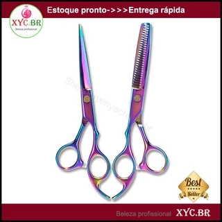【Promoção】Professional hairdressing scissors Tesoura de cabeleireiro profissional de 6,7 polegadas, tesoura de cabeleireiro colorida banhada a titânio