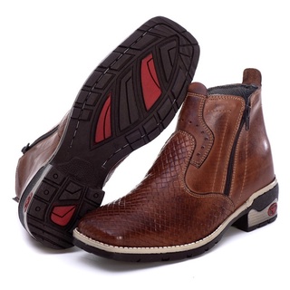 Botina Country Texana Bico Quadrado De Couro