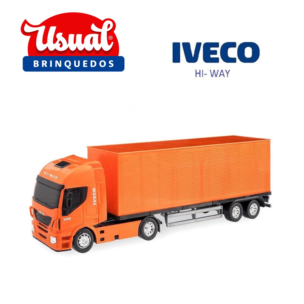 Caminhao bau iveco hi way usual brinquedos usual plastic