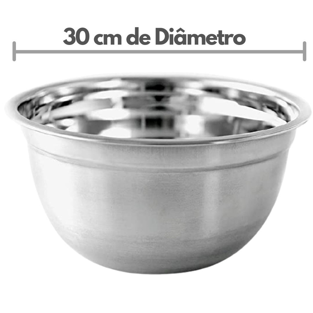 Tigelas Bows Mixing 30cm 4,6l Bowl Aço Inox Kehome