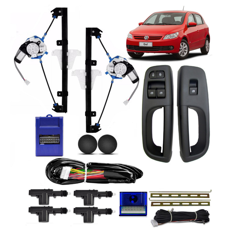 Kit Vidro Eletrico Voyage Gol G5 2010 2011 2012 2013 4 Portas Dianteira + Trava eletrica