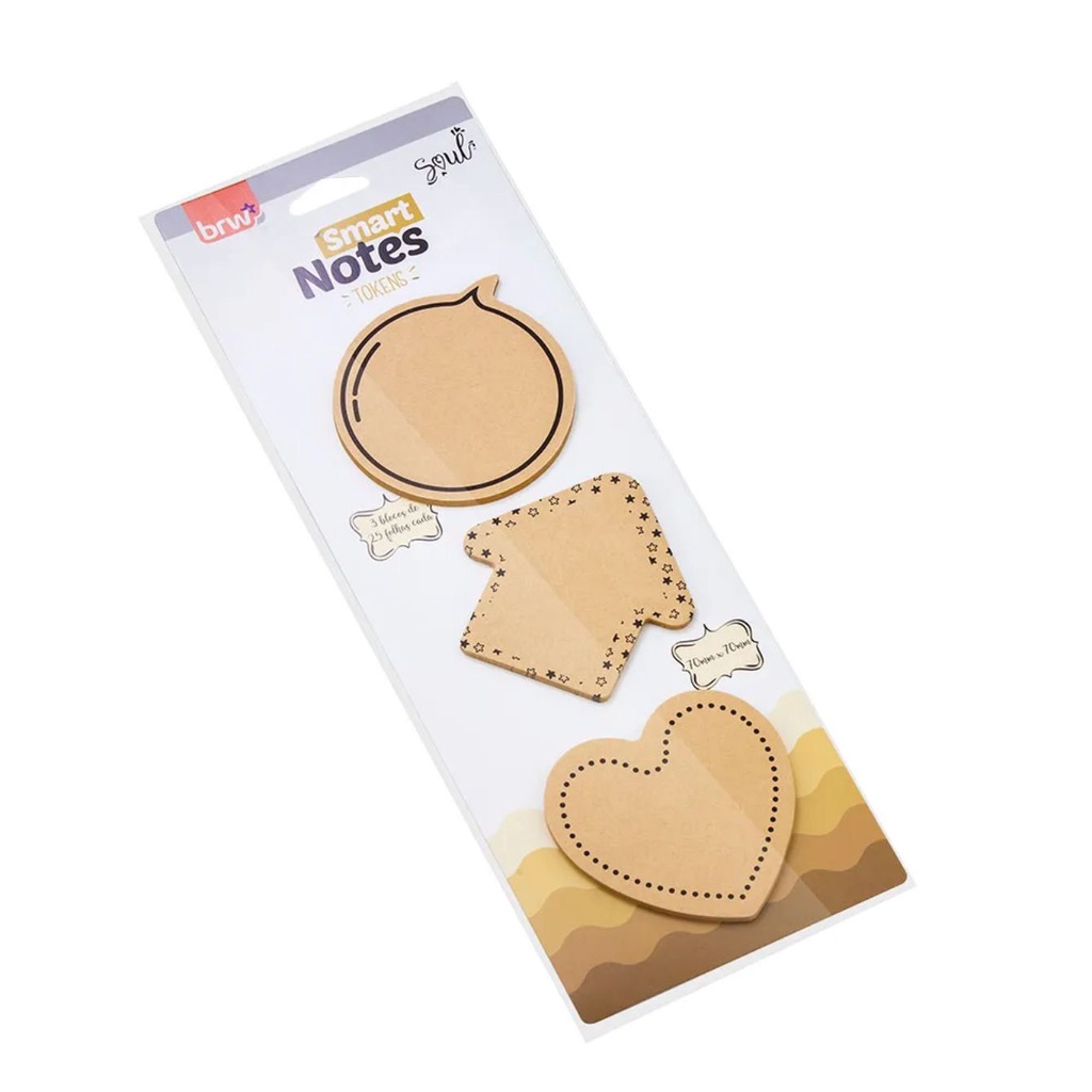 Bloco de Notas Adesivas Smart Notes Tokens Kraft BRW | Shopee Brasil