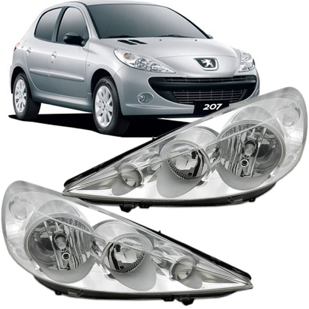 Farol Peugeot 207 2007 A 2014 Cromado | Shopee Brasil
