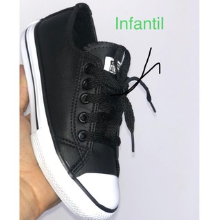 Tênis All Star Infantil Couro e Velcro Preto Converse - Tênis All Star  Infantil Couro e Velcro Preto Converse - Converse