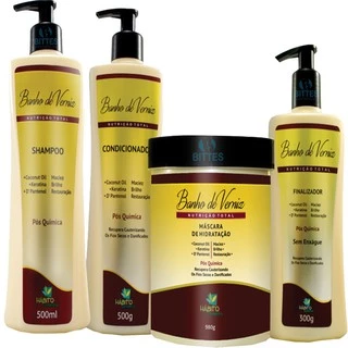 Kit Verniz Hábito Cosméticos Nutrição Total Pós Química com Keratina