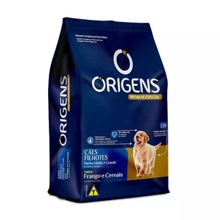 Ração Origens Premium Especial Cães Filhotes Porte Médio e Grande Frango e Cereais 15kg