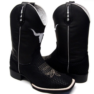 Bota Botina Texana Em Couro Country Bico Quadrado Bota Masculina e Feminina