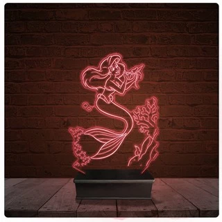 Abajur Luminária Acrílico Led - Ariel Disney Pequena Sereia
