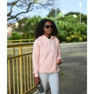 MOLETOM ROSA LISO FEMININO BLUSA DE FRIO CANGURU COM CAPUZ