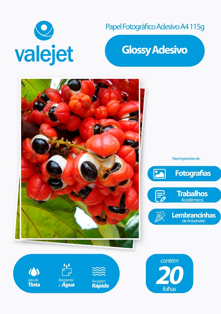 Papel Fotográfico Glossy Adesivo A4 115g Valejet 20 Folhas Shopee Brasil 0849