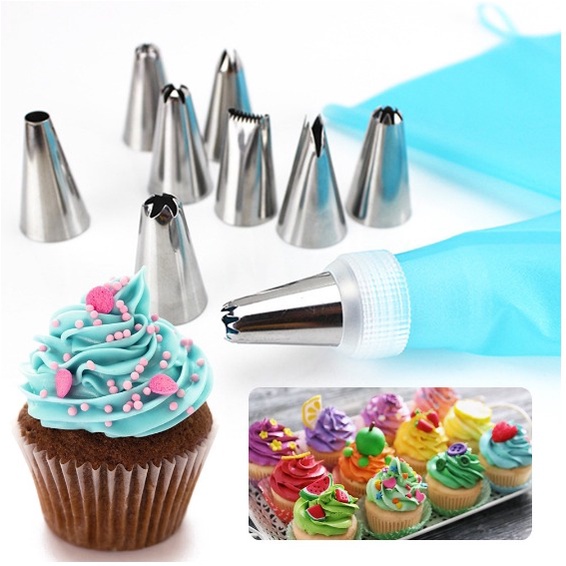 Kit Confeiteiro Saco de Creme Reutilizável 7 Bicos para Deco