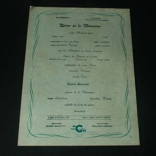 Cardápio Do Transatlântico Eugenio C. Datado De 1977