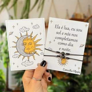 Kit Pulseiras Sol E Lua Conexão Magnética Eclipse Casal Amizade - Presentes