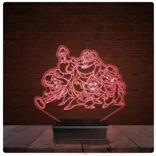 Abajur Luminária Acrílico Led - Tico e Teco Esquilos 02