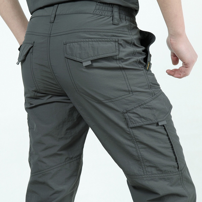 Calça cargo Masculina/Fina/Impermeável/De Secagem Rápida Com Bolsos Para Verão/Trilha