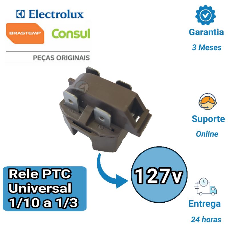 Relé Ptc Universal Geladeiras E Freezers 1/10 a 1/3 Voltagem 127v