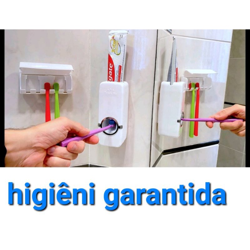 Dispenser de Creme Dental Pasta de Dente Suporte Escova Dente BRANCO