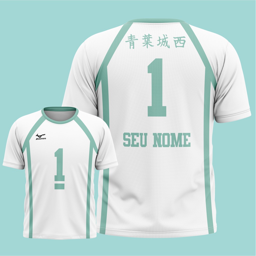 Camiseta Premium Uniforme Karasuno Nome e Número Personalizável Anime  Haikyuu