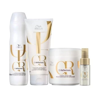Kit Wella Oil Reflections - Shampoo e Condicionador e Máscara e Óleo Light