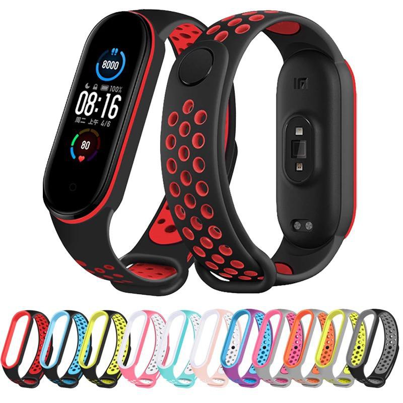 Pulseira Mi Band 5 e 6 Silicone Sport Bi-Color Respirável Anti-Suor p/ Xiaomi MiBand 5 e 6 - Envio Imediato