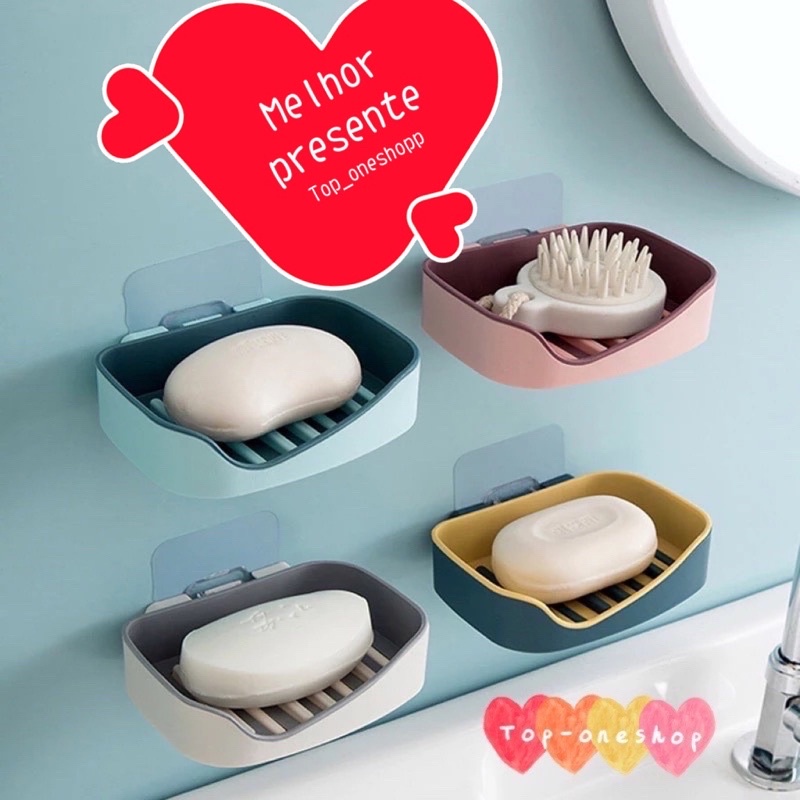 Saboneteira Adesiva Com Suporte Para Sabonete Grosso - Decoração Parede Casa Saboneteira Saboneteira Perfurada Por Sucção Na Parede / Saboneteira / Saboneteira
