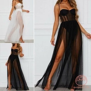 Vestido Longo De Malha Com Alça / Casual / Longo Para Verão / Praia
