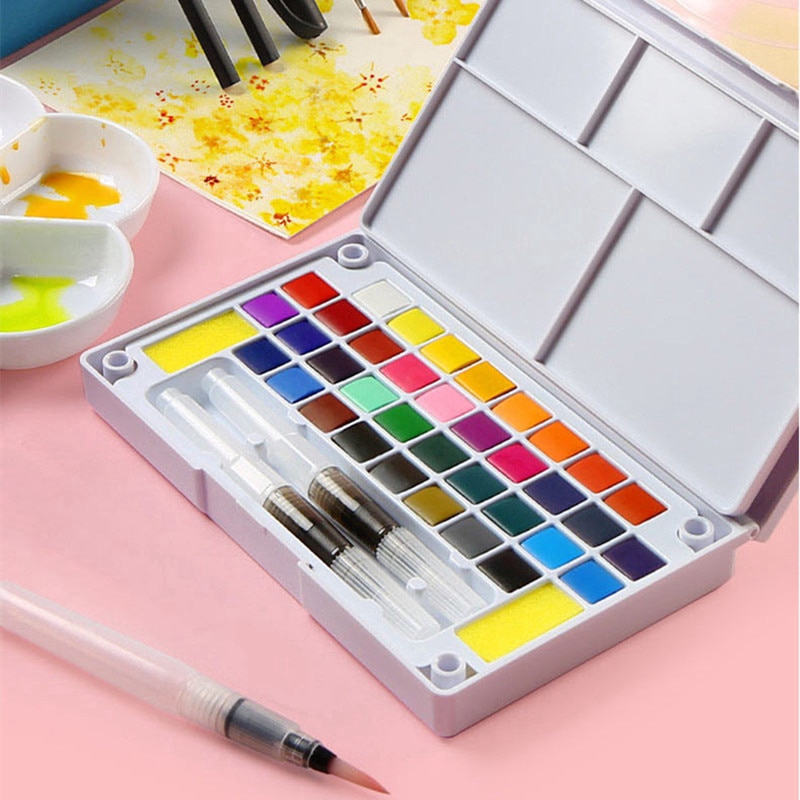 Portable18/24/36/42 Colors Solid Watercolor Paint Set Watercolor