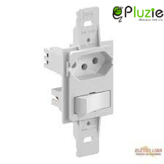 Kit 2 Interruptores 1 Tecla + Tomada 10A - Pluzie