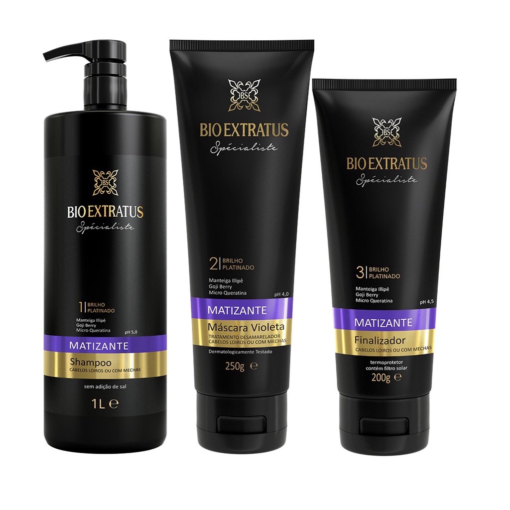 Kit Bio Extratus Specialiste Matizante (Shampoo 1L/Máscara Violeta 250g ...