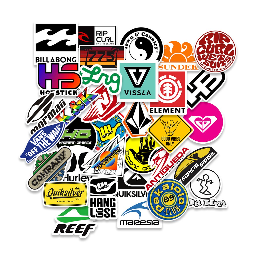 49 Adesivos Sticker Surf Marcas + Brinde