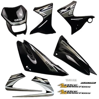 Kit Carenagem Yamaha Xtz 125 Preta 2003 Com Adesivos 3 Peças