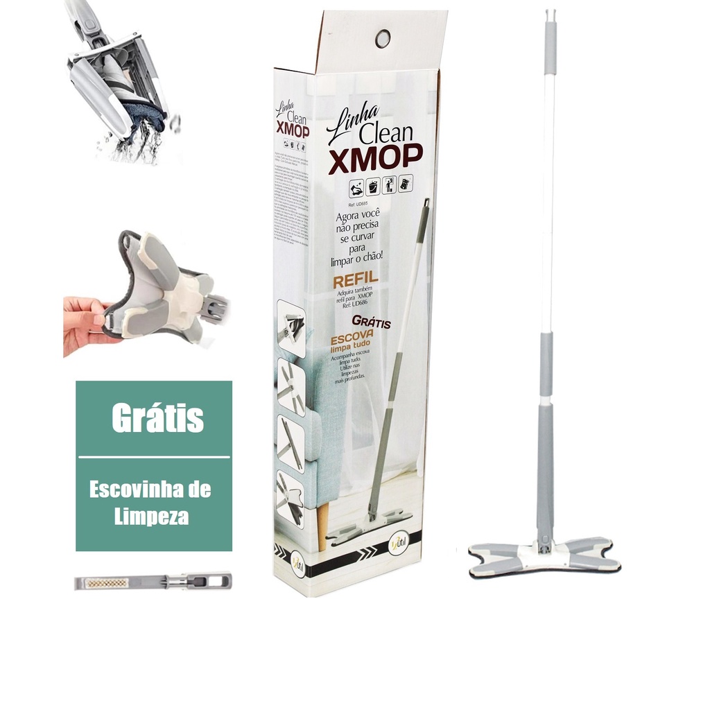 Mop Turbo Xmop Super Esfregão de Limpeza Esfregão Giratório Com Refil ...