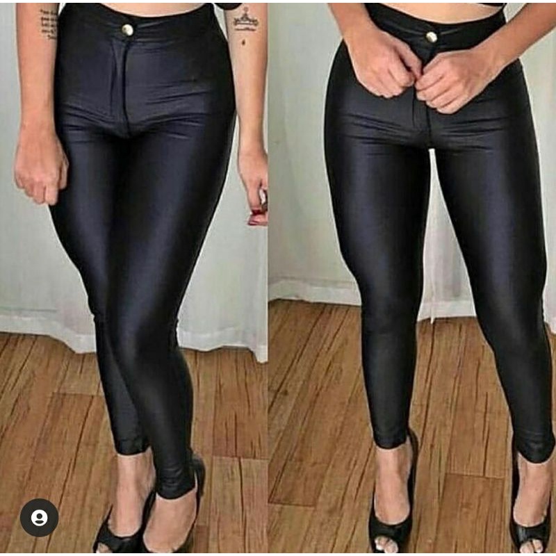 Calça legging disco cirrê com bolsos