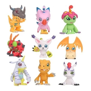 Boneco / Figure Digimon KIT 9 Miniatura Lote Agumon, Gabumon, Palmon, Patamon, Tailmon , Gomamon, Tentomon, Piyomon e Greymon