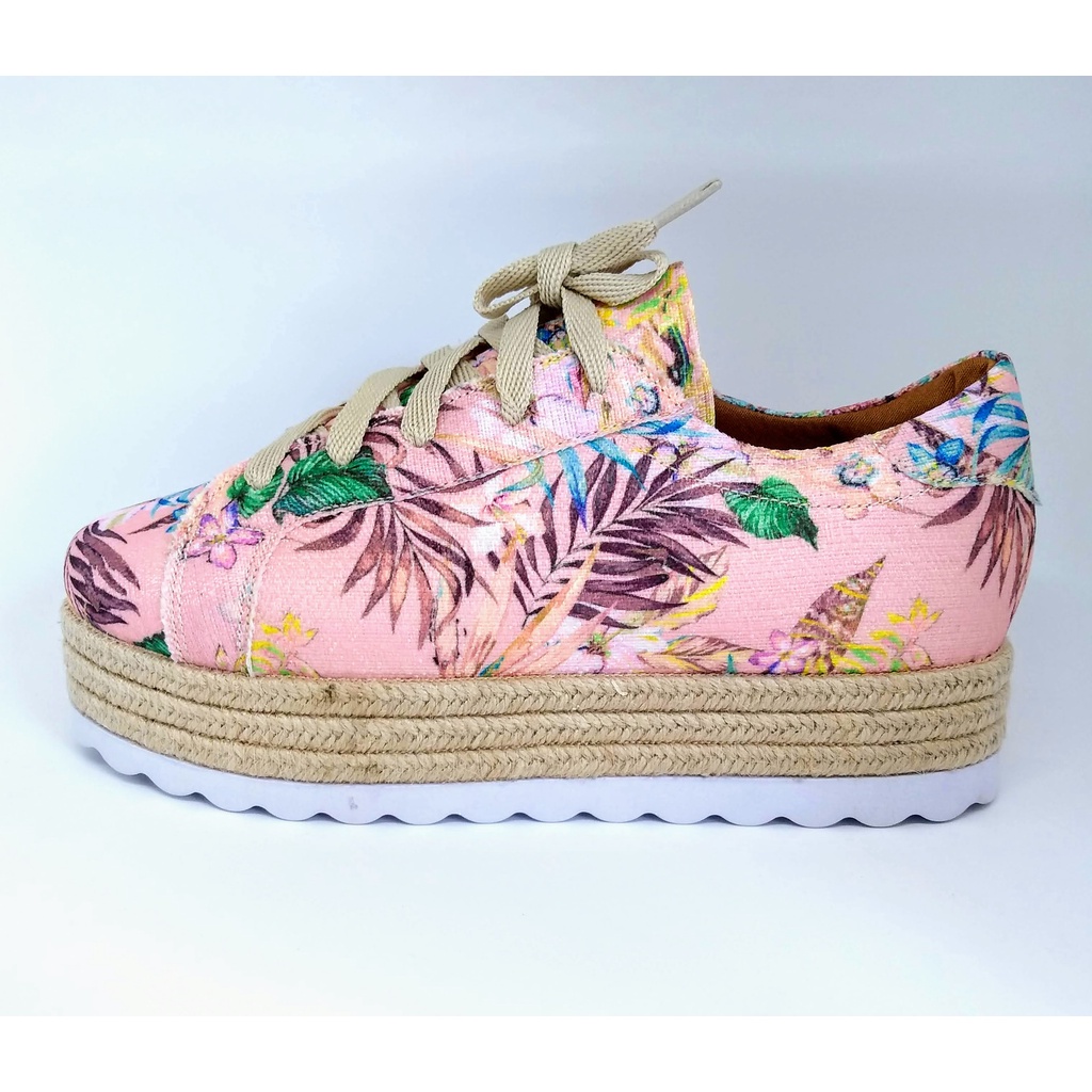 Novo Estilo De Sapatos De Lona Floral Femininos De Outono Plataforma  Espessa Tênis Estudantil Para Todos Os Jogos