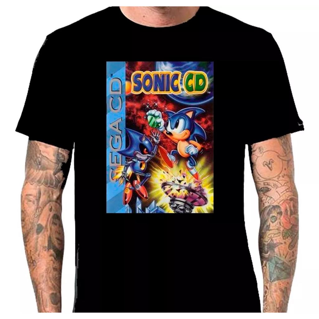 Camiseta Vídeo Game Camisa Jogo Antigo Sega Cd Sonic F27