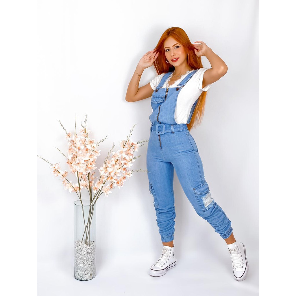 Jardineira Macacão Jeans Feminino Jogger 36 ao 44 Perfeito