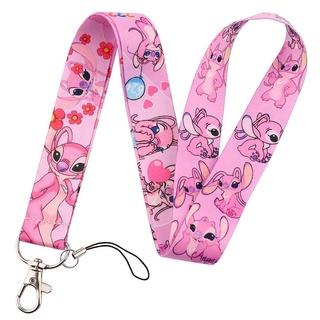 NATASHA Stitch Lanyard Azul Alienígena Ponto Desenho Animado Para Chave  Pingente Telefone Alça Porta-Chaves