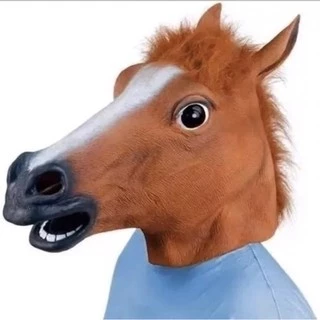 Máscara Cabeça De Cavalo Látex Fantasia Cosplay