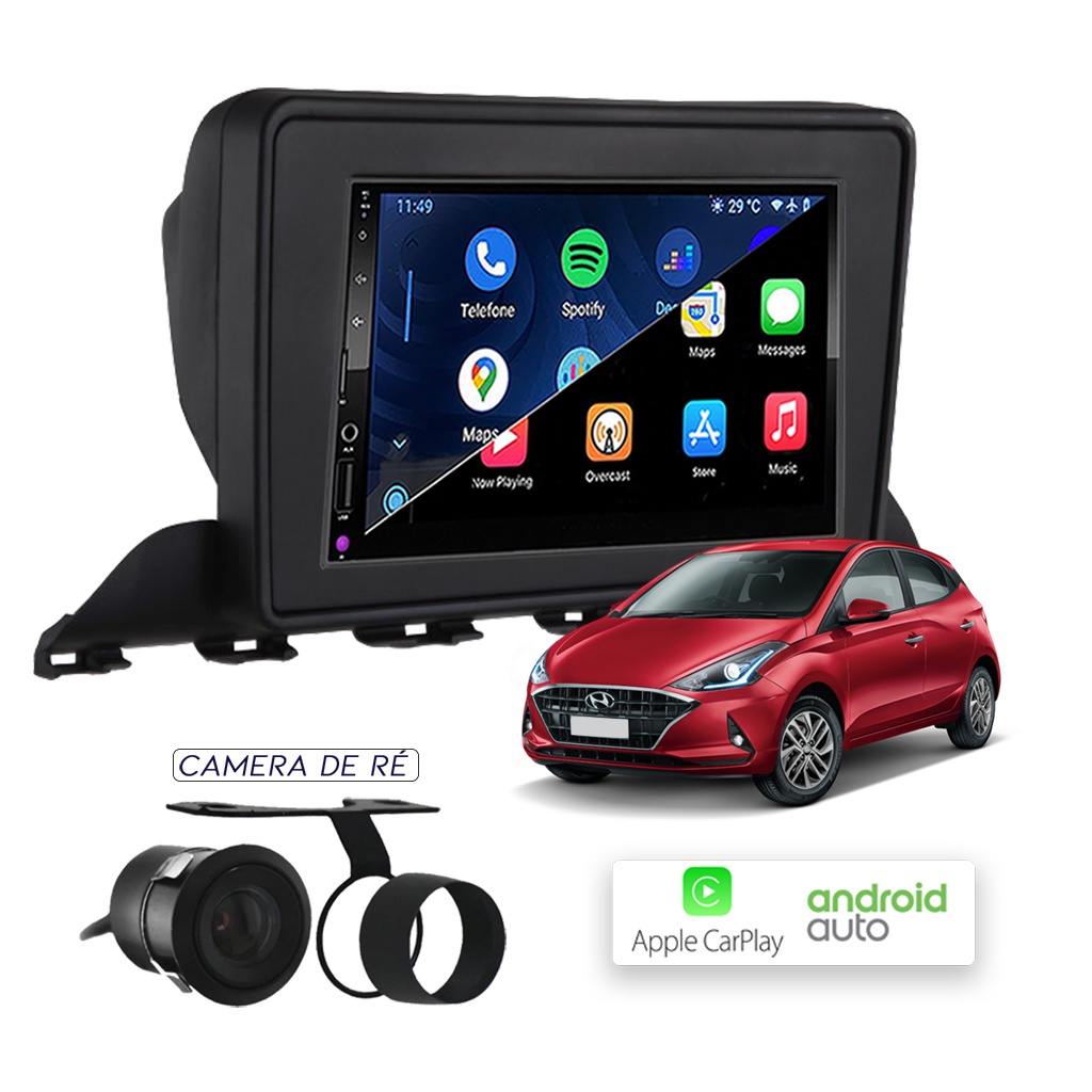Kit Central Multimídia MP10 Carplay e Android Auto HB20 2020 ...